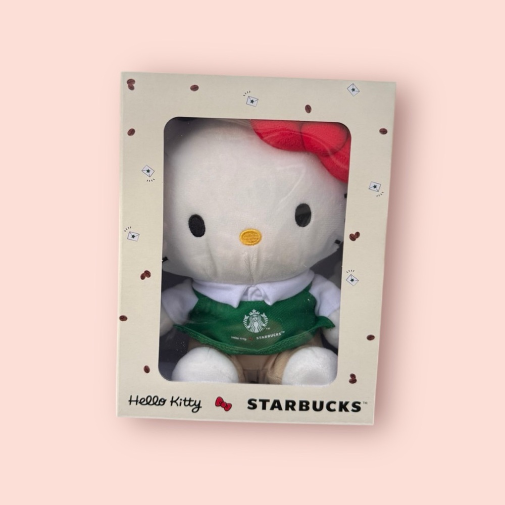 Starbucks Hello Kitty Plush with Red Bow and Green Apron